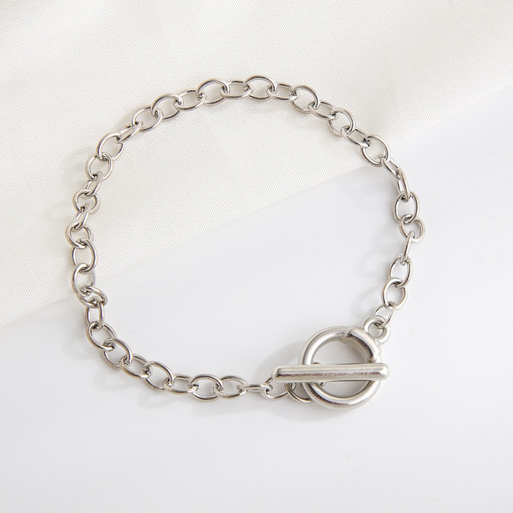 Fashion Geometric Ot Buckle Versatile Round Metal Bracelet Women'S, Personalized Couple Bracelet Jewelry