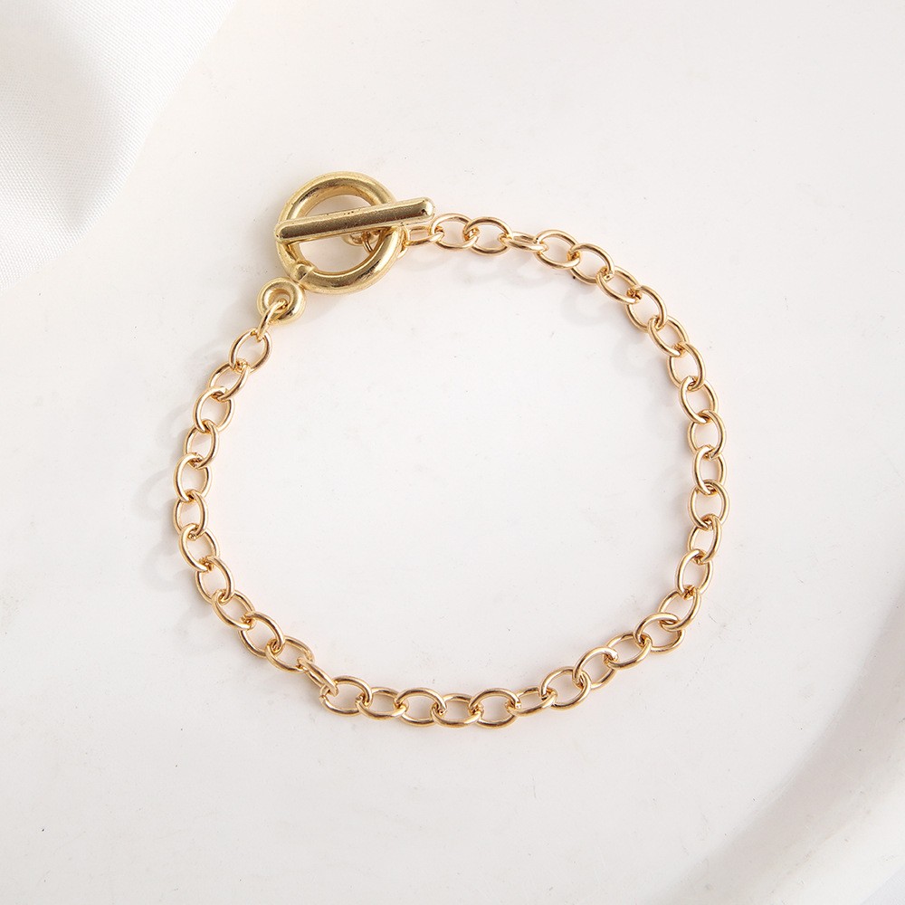 Fashion Geometric Ot Buckle Versatile Round Metal Bracelet Women'S, Personalized Couple Bracelet Jewelry