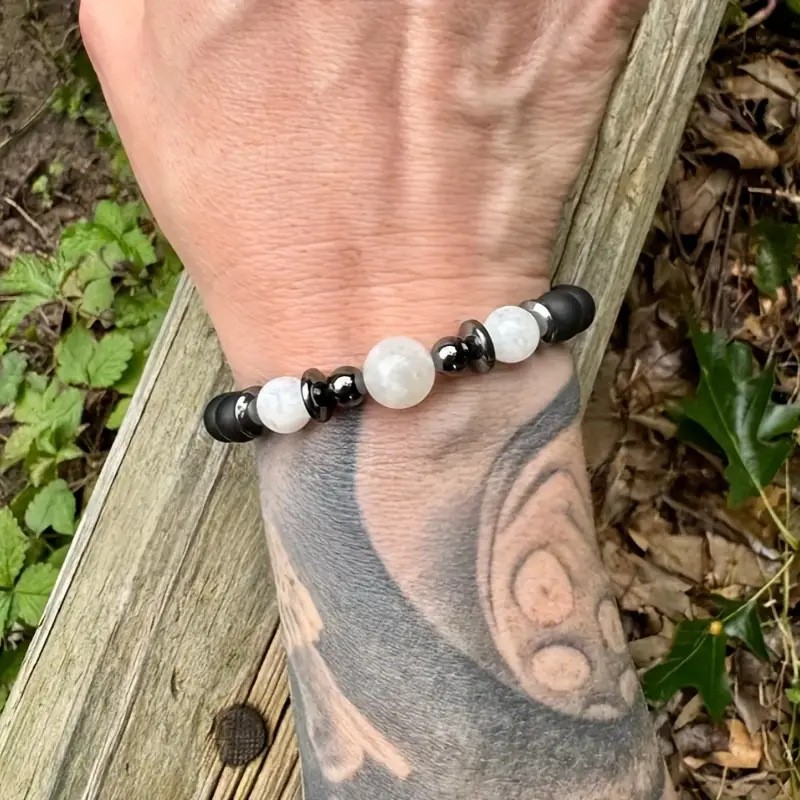 Multi-Element Bracelet, White Moonlight, Black Moonlight, Spiritual Growth Bracelet.
