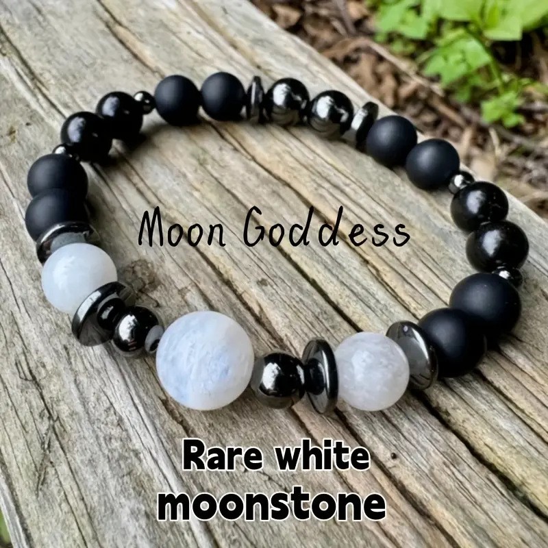 Multi-Element Bracelet, White Moonlight, Black Moonlight, Spiritual Growth Bracelet.