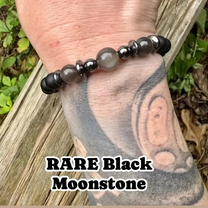 Multi-Element Bracelet, White Moonlight, Black Moonlight, Spiritual Growth Bracelet.
