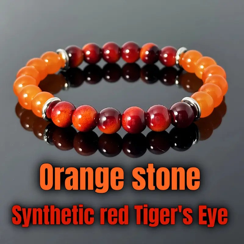 Fortune Bracelet Imitation Tiger'S Eye Stone Yellow Jade Elastic Rope Adjustable Bracelet