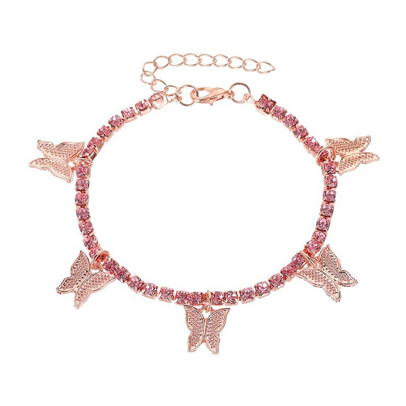 Creative Rhinestone Small Butterfly Anklet, Simple Temperament Claw Chain Fringed Foot Decoration Fashionable Beach Jewelry