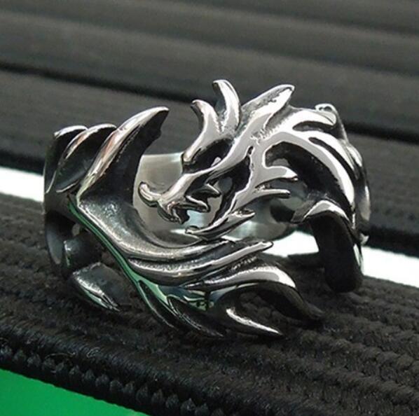 Men'S Ring Domineering Personality, Dragon Ring, Retro Anti-Thai Silver Ring Tide Fashion Jewelry, Open Ring