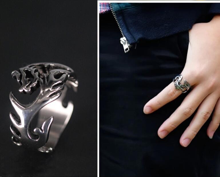Men'S Ring Domineering Personality, Dragon Ring, Retro Anti-Thai Silver Ring Tide Fashion Jewelry, Open Ring