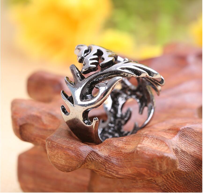 Men'S Ring Domineering Personality, Dragon Ring, Retro Anti-Thai Silver Ring Tide Fashion Jewelry, Open Ring