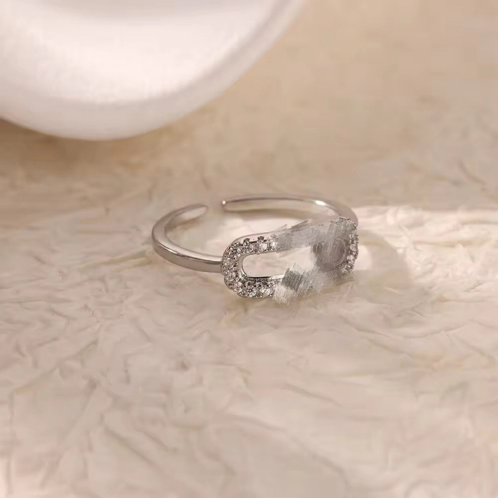 Hot-Selling 18K Gold-Plated Full Diamond Light Luxury Non-Fading Opening Ring Female Zircon Leaf Ring Female High-End Sense