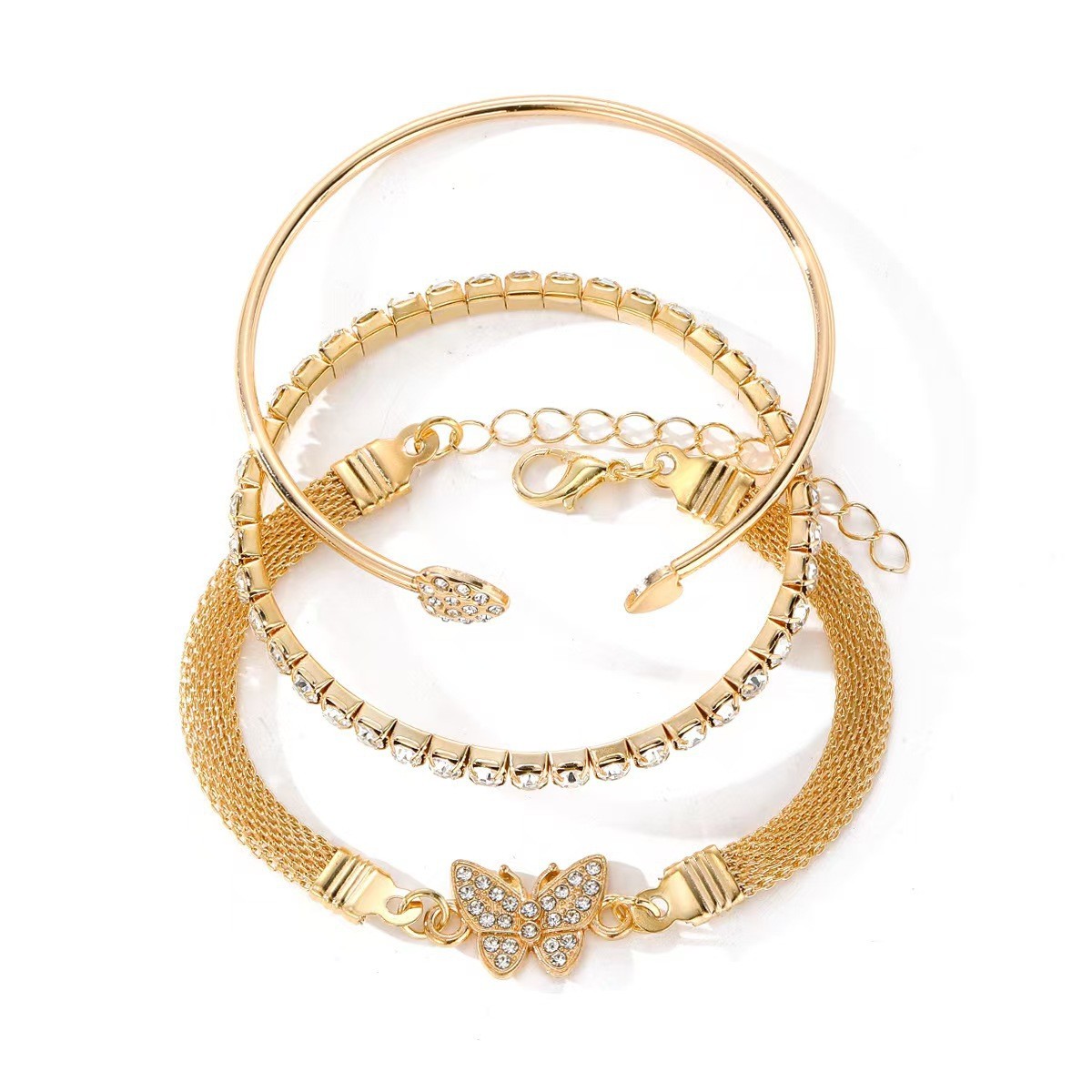 [3-Piece Set] Niche Infinity 8-Character Bracelet Versatile Love Opening Bracelet Diamond Infinity Symbol Alloy 3-Piece Set Women