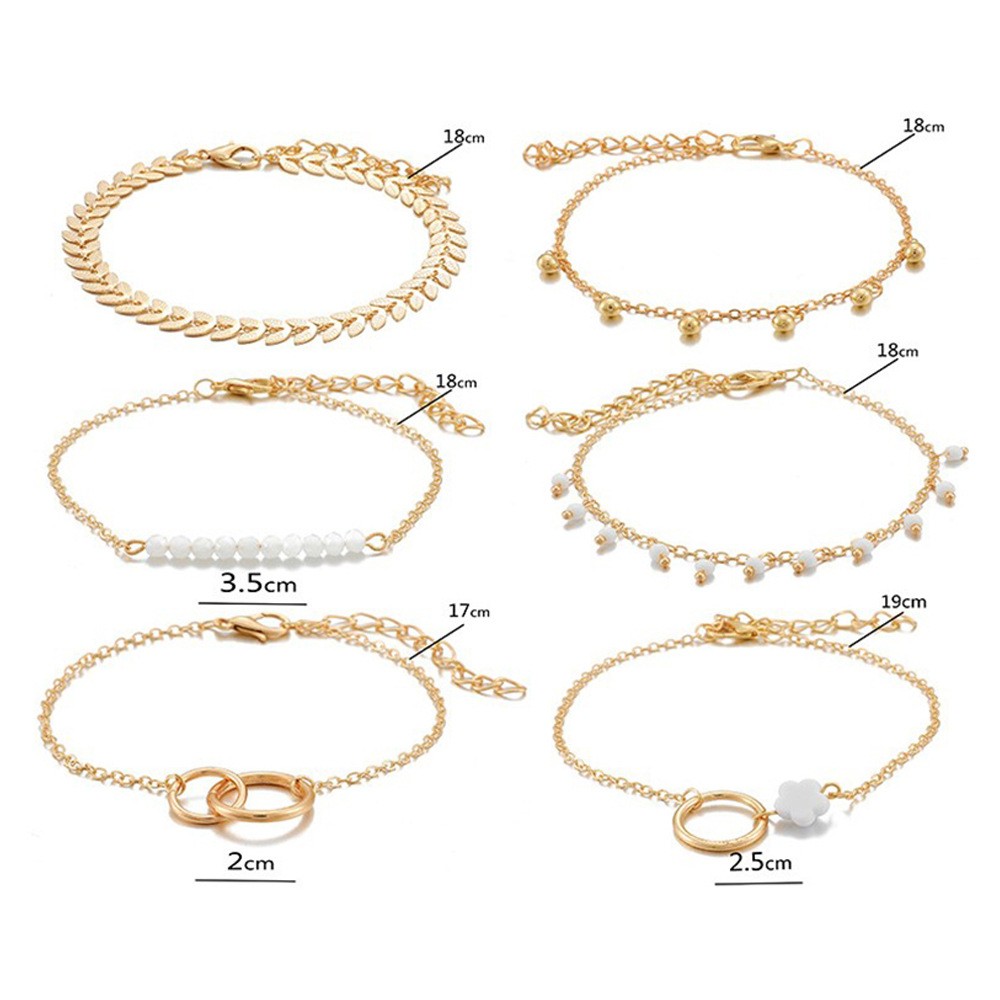 New Simple Circle Bracelet Set, Personalized Stacked Wind Fish Bone Chain Small Flower Leaf Bracelet
