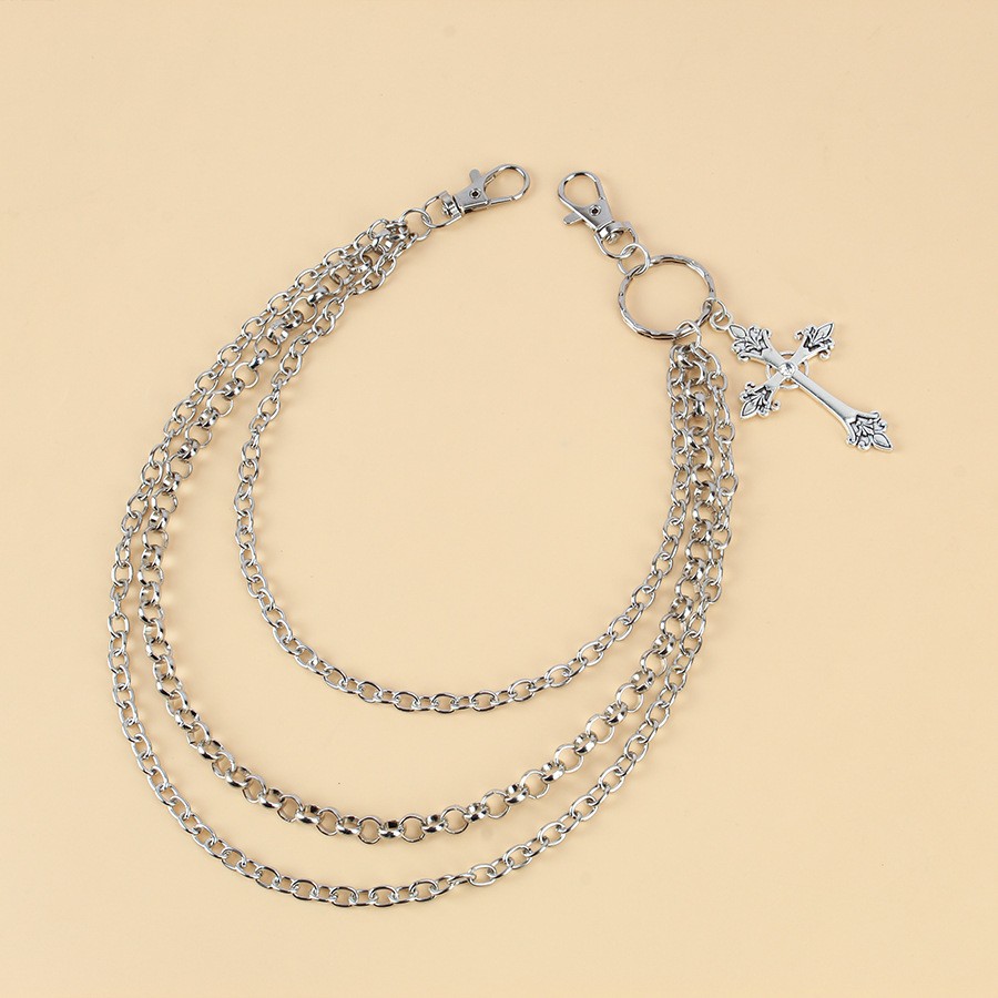 Personalized Street Metal Chain Cross Trouser Chain, Versatile Double-Layer Waist Chain, The Same For Men And Women