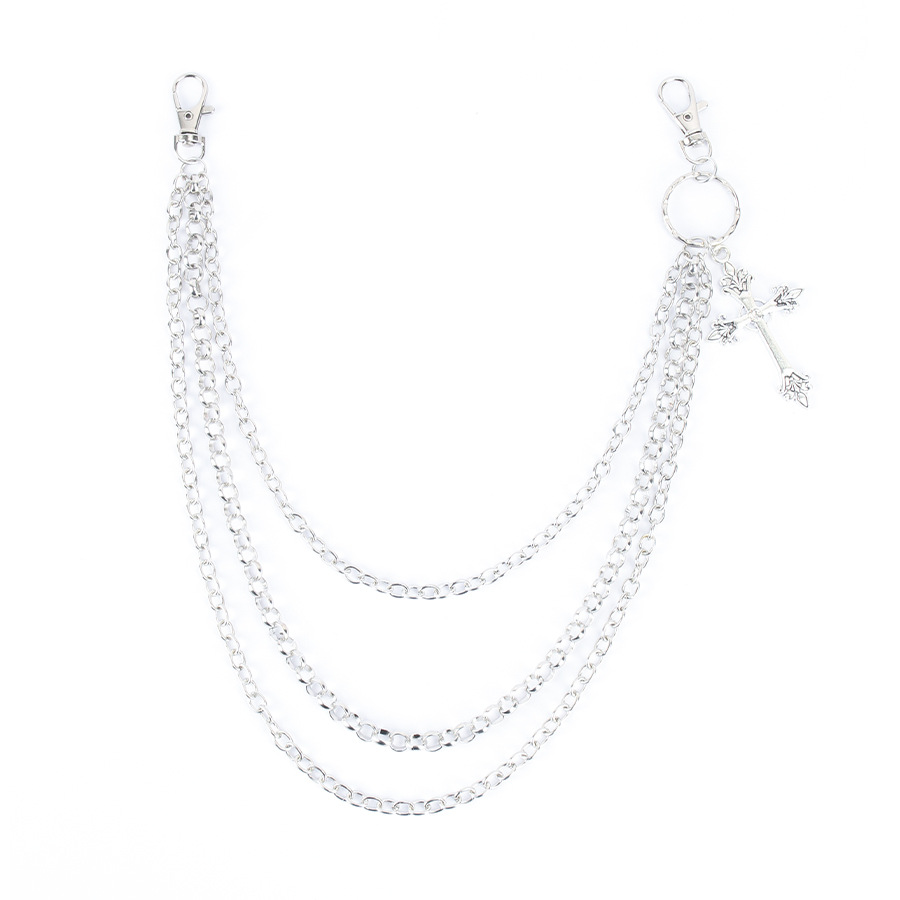 Personalized Street Metal Chain Cross Trouser Chain, Versatile Double-Layer Waist Chain, The Same For Men And Women