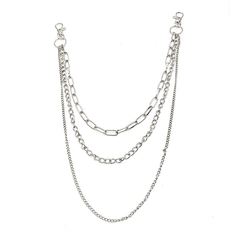 Hip-Hop Punk Pentagram Pendant Fringed Waist Chain, Street Popular Metal Chain Personalized Trouser Chain