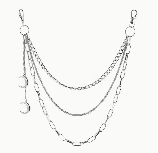 Hip-Hop Punk Pentagram Pendant Fringed Waist Chain, Street Popular Metal Chain Personalized Trouser Chain