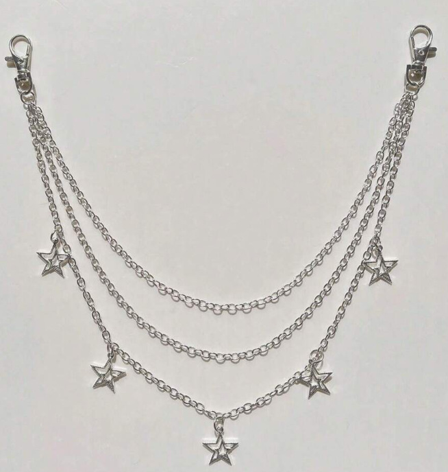 Hip-Hop Punk Pentagram Pendant Fringed Waist Chain, Street Popular Metal Chain Personalized Trouser Chain