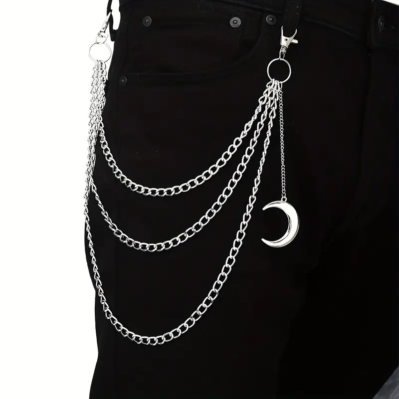 Hip-Hop Punk Pentagram Pendant Fringed Waist Chain, Street Popular Metal Chain Personalized Trouser Chain