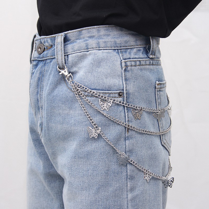 Hip-Hop Punk Pentagram Pendant Fringed Waist Chain, Street Popular Metal Chain Personalized Trouser Chain