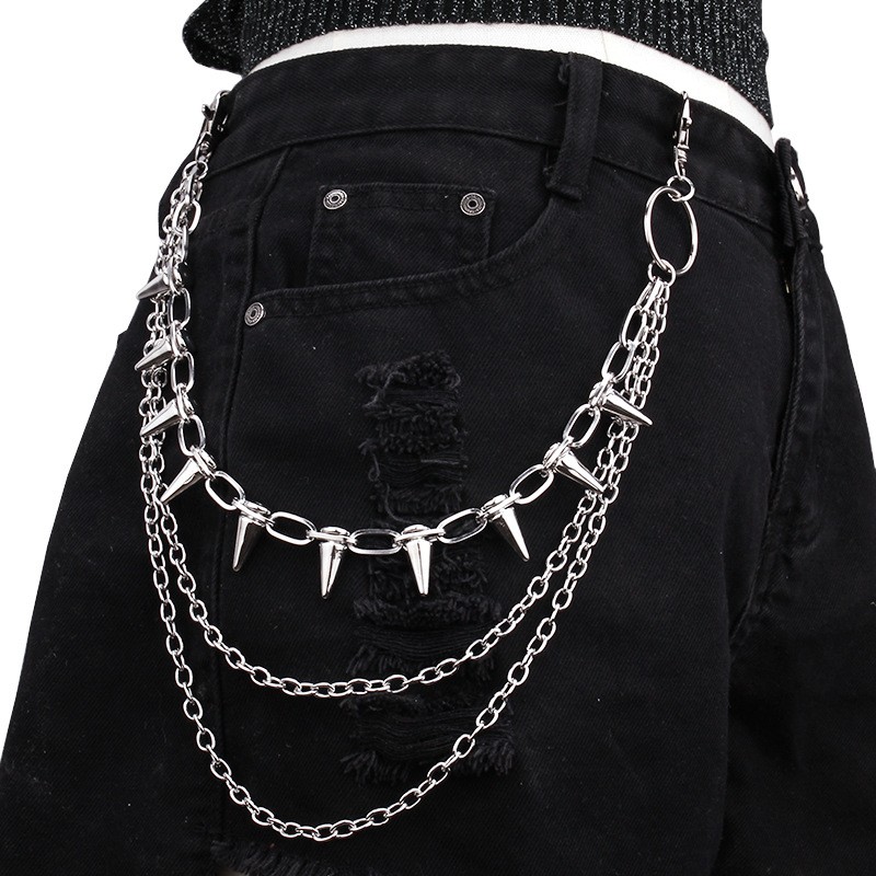 Belt Accessories Hip Hop Punk Metal Rivets Stage Performance Multi-Layer Waist Chains Dress Up Jeans