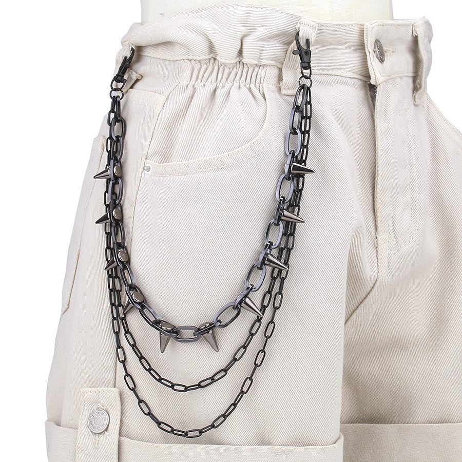 Belt Accessories Hip Hop Punk Metal Rivets Stage Performance Multi-Layer Waist Chains Dress Up Jeans