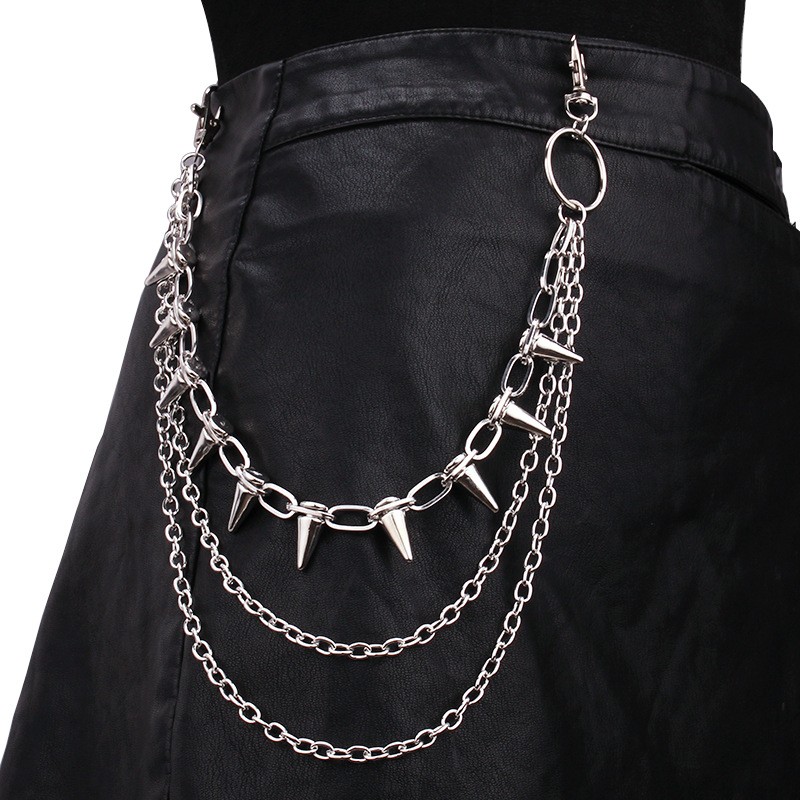 Belt Accessories Hip Hop Punk Metal Rivets Stage Performance Multi-Layer Waist Chains Dress Up Jeans