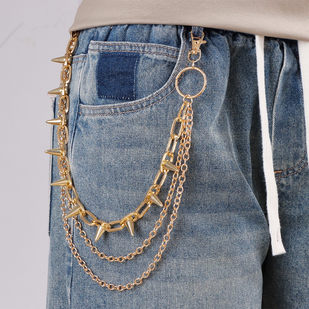 Belt Accessories Hip Hop Punk Metal Rivets Stage Performance Multi-Layer Waist Chains Dress Up Jeans