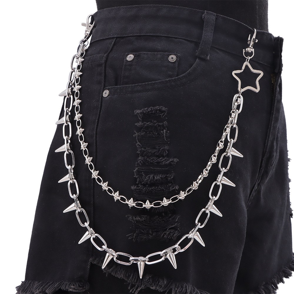Belt Accessories Hip Hop Punk Metal Rivets Stage Performance Multi-Layer Waist Chains Dress Up Jeans