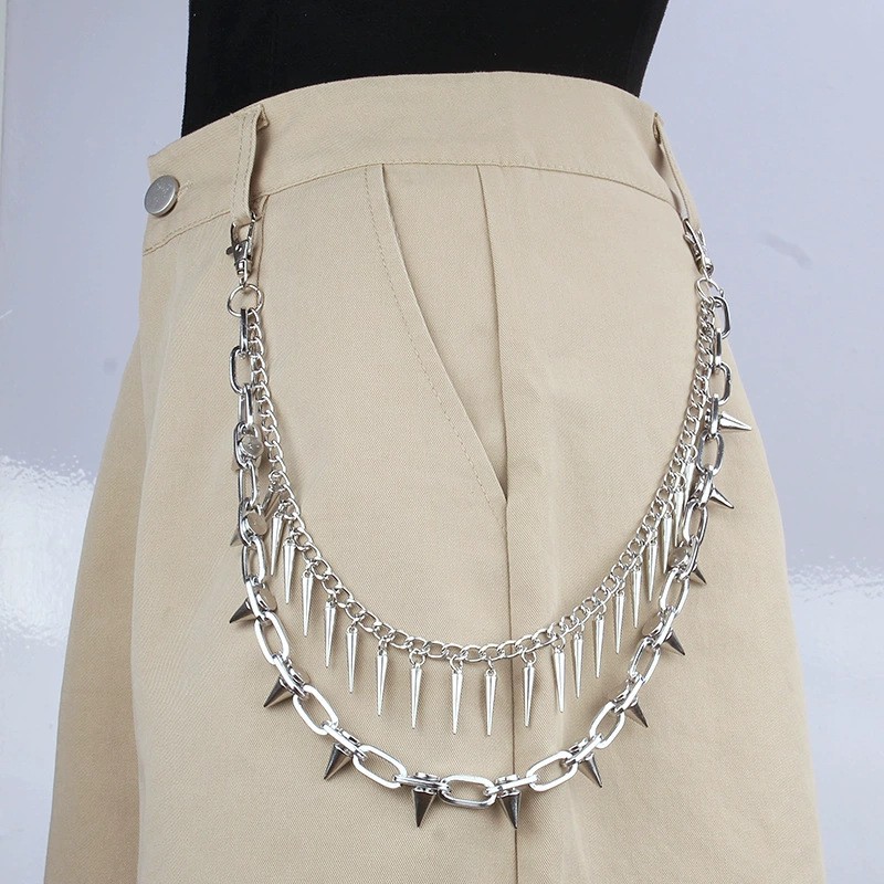 Belt Accessories Hip Hop Punk Metal Rivets Stage Performance Multi-Layer Waist Chains Dress Up Jeans