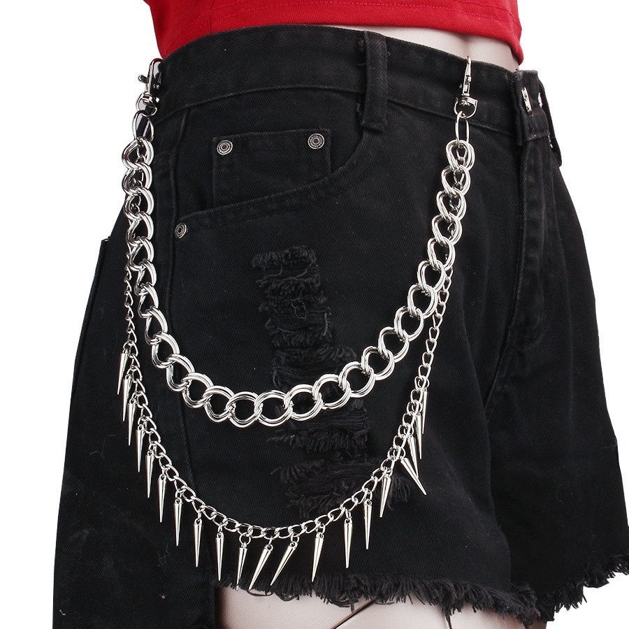 Belt Accessories Hip Hop Punk Metal Rivets Stage Performance Multi-Layer Waist Chains Dress Up Jeans