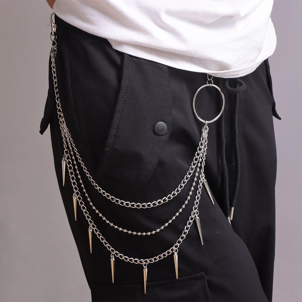 Belt Accessories Hip Hop Punk Metal Rivets Stage Performance Multi-Layer Waist Chains Dress Up Jeans