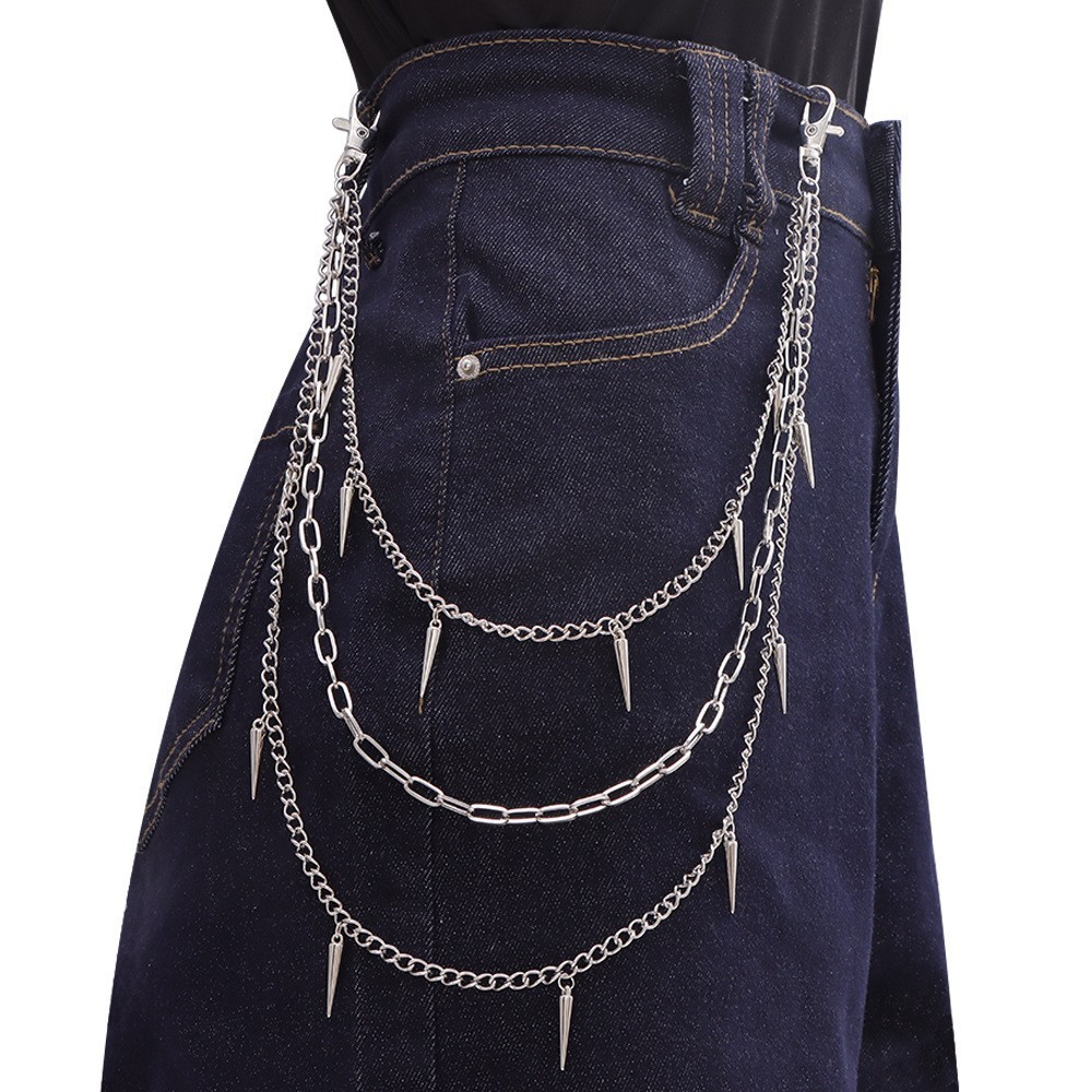 Belt Accessories Hip Hop Punk Metal Rivets Stage Performance Multi-Layer Waist Chains Dress Up Jeans