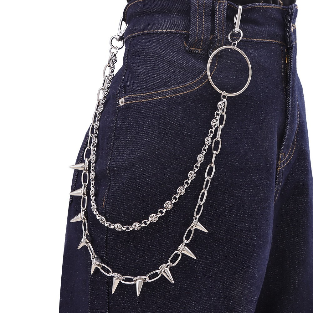 Belt Accessories Hip Hop Punk Metal Rivets Stage Performance Multi-Layer Waist Chains Dress Up Jeans