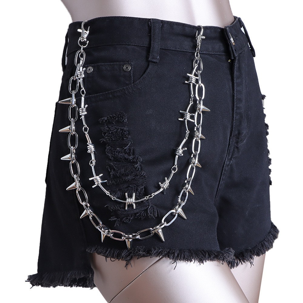 Belt Accessories Hip Hop Punk Metal Rivets Stage Performance Multi-Layer Waist Chains Dress Up Jeans