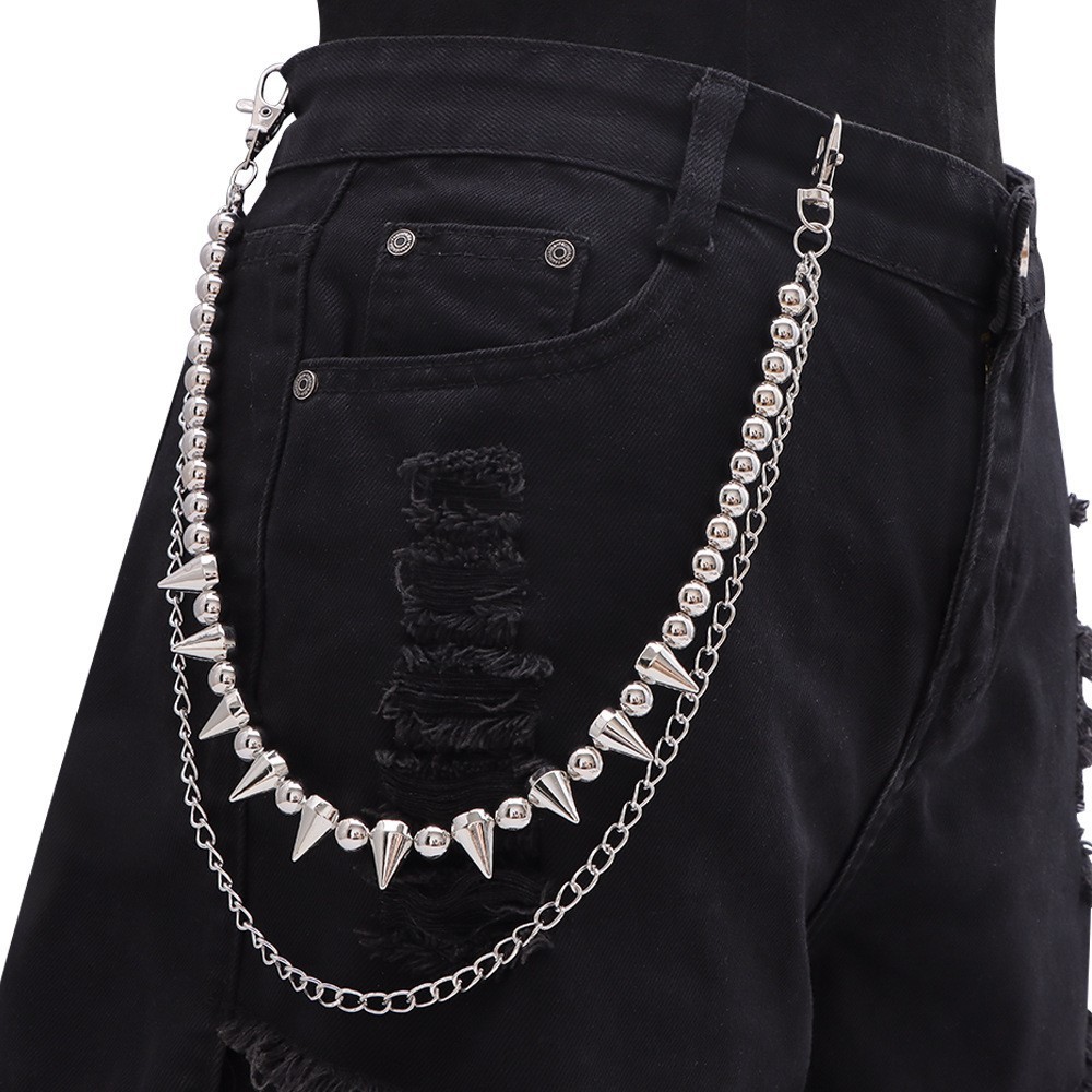 Belt Accessories Hip Hop Punk Metal Rivets Stage Performance Multi-Layer Waist Chains Dress Up Jeans