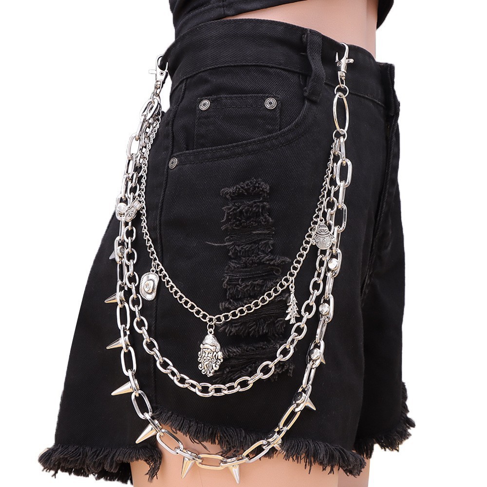 Belt Accessories Hip Hop Punk Metal Rivets Stage Performance Multi-Layer Waist Chains Dress Up Jeans