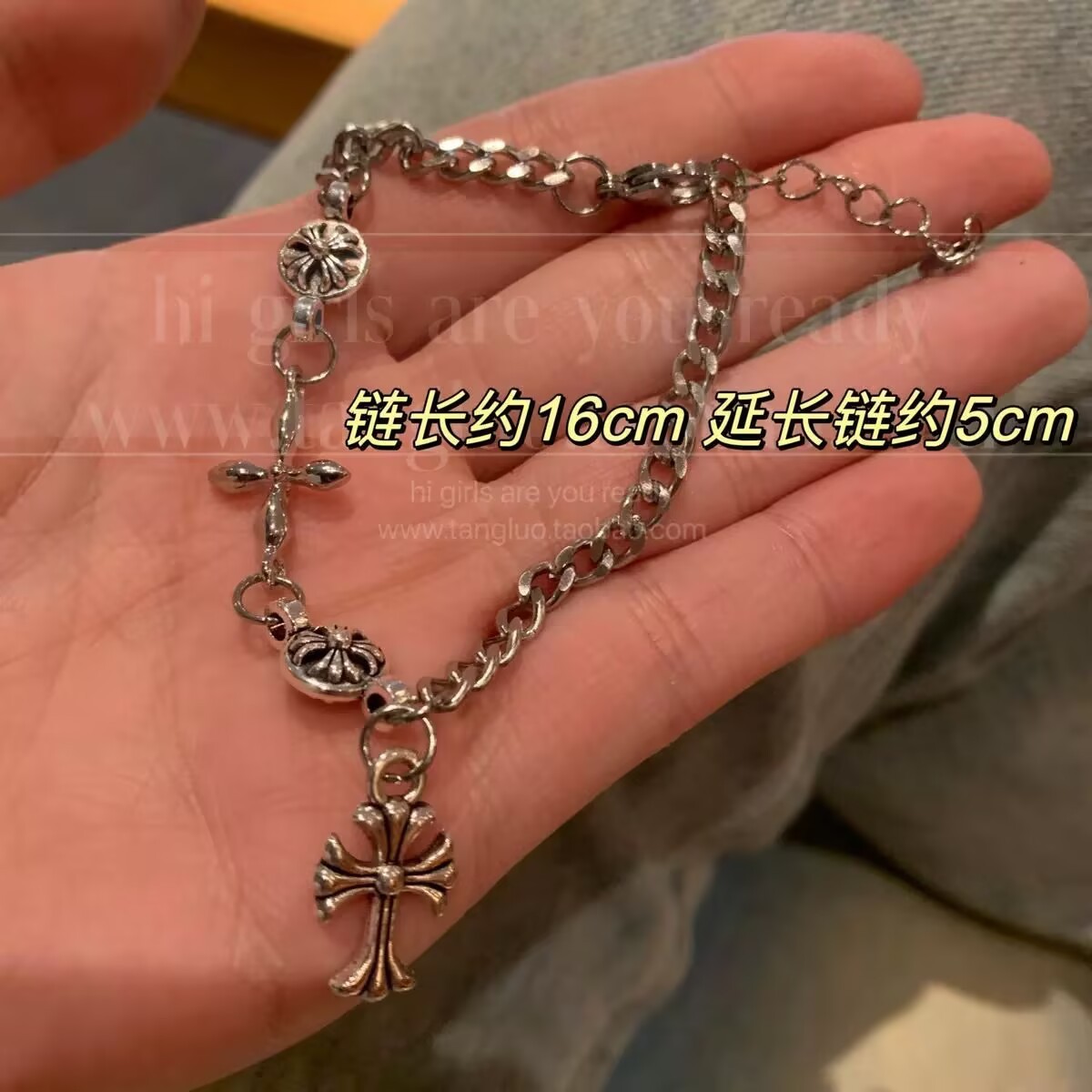 Spice Girl Cross Titanium Steel Bracelet Trendy Male Trendy Female Niche Crowe Design Advanced Cold Wind Jewelry