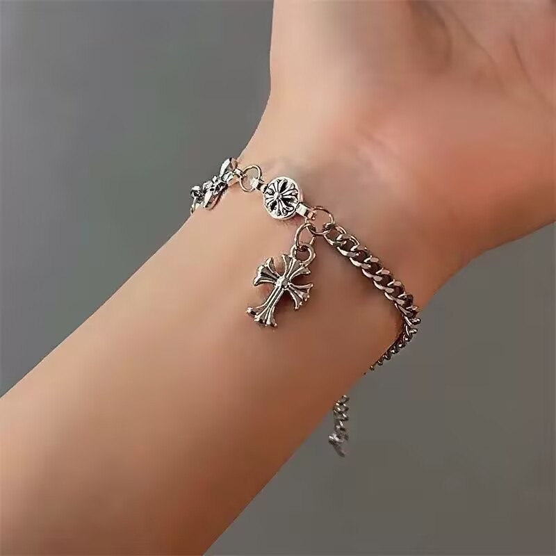 Spice Girl Cross Titanium Steel Bracelet Trendy Male Trendy Female Niche Crowe Design Advanced Cold Wind Jewelry