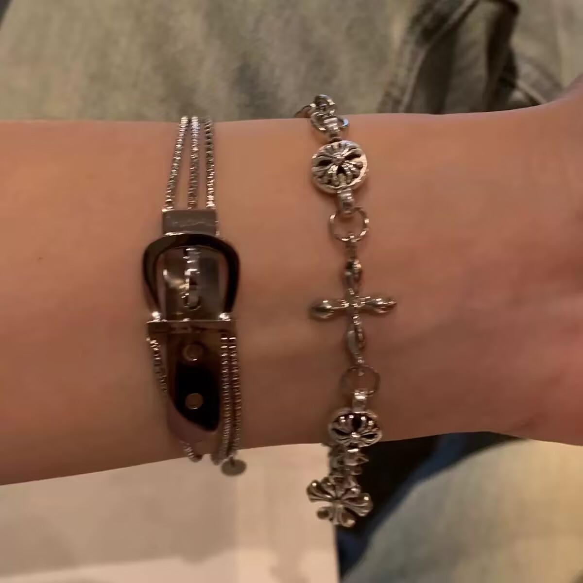 Spice Girl Cross Titanium Steel Bracelet Trendy Male Trendy Female Niche Crowe Design Advanced Cold Wind Jewelry