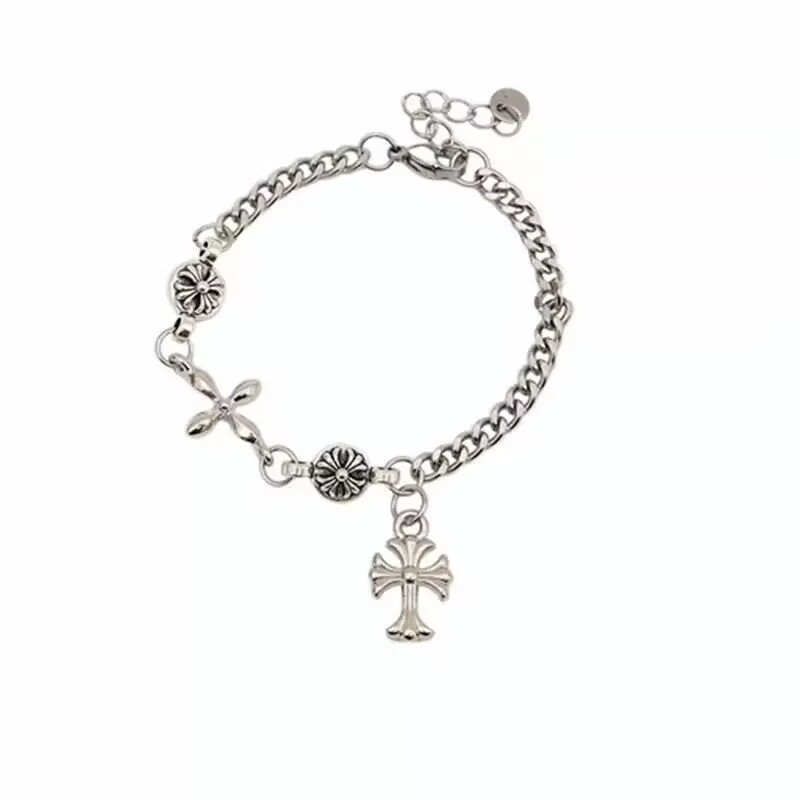 Spice Girl Cross Titanium Steel Bracelet Trendy Male Trendy Female Niche Crowe Design Advanced Cold Wind Jewelry