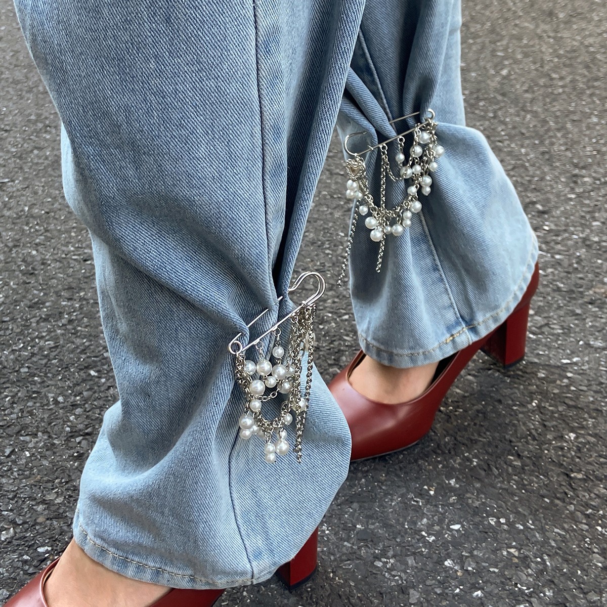 Sweet And Cool Pin Decoration Change Shorts Anklet Trend Imitation Pearl Chain Brooch Retro Multi-Purpose Jewelry