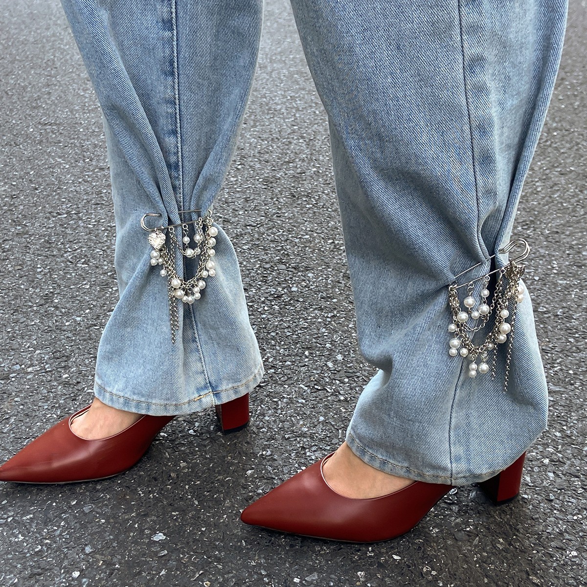 Sweet And Cool Pin Decoration Change Shorts Anklet Trend Imitation Pearl Chain Brooch Retro Multi-Purpose Jewelry