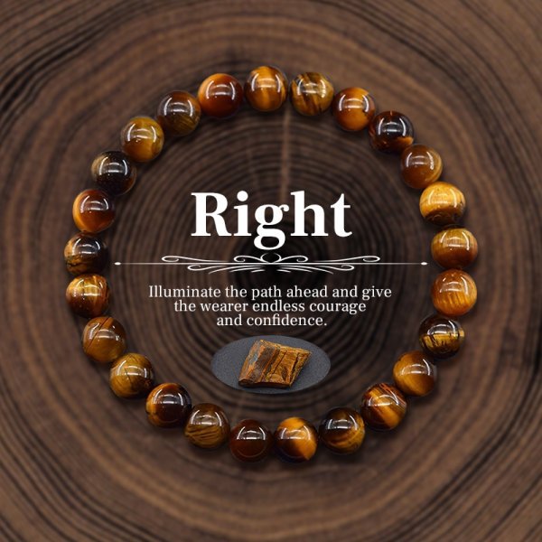 New Crystal Beaded Bracelet 8Mm Yellow Tiger Eye Stone Natural Stone Bracelet.