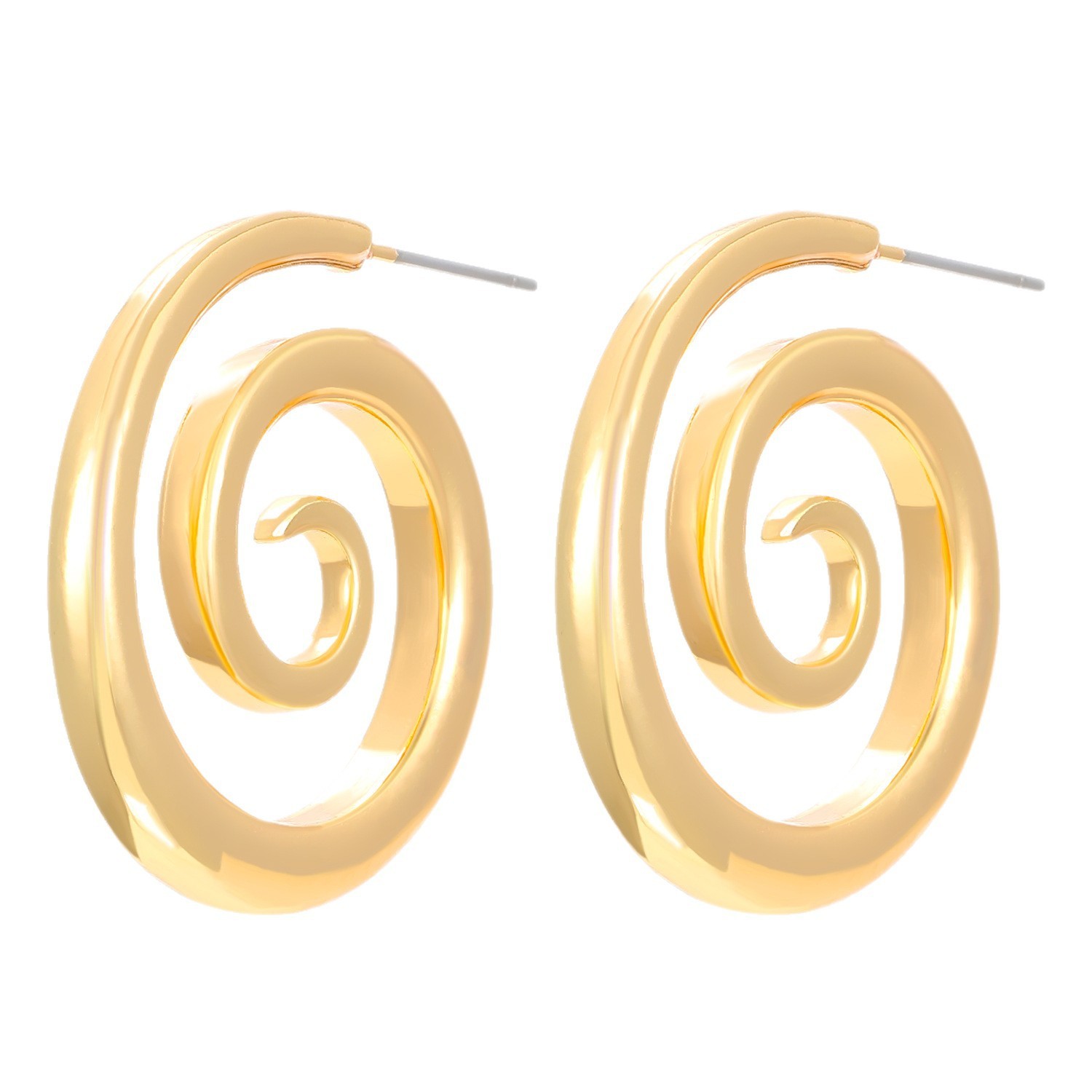 Retro Wind Titanium Steel Line Earrings Rotating Circle Vortex Stud Earrings Plated With 18K Gold Light Luxury Women'S Jewelry