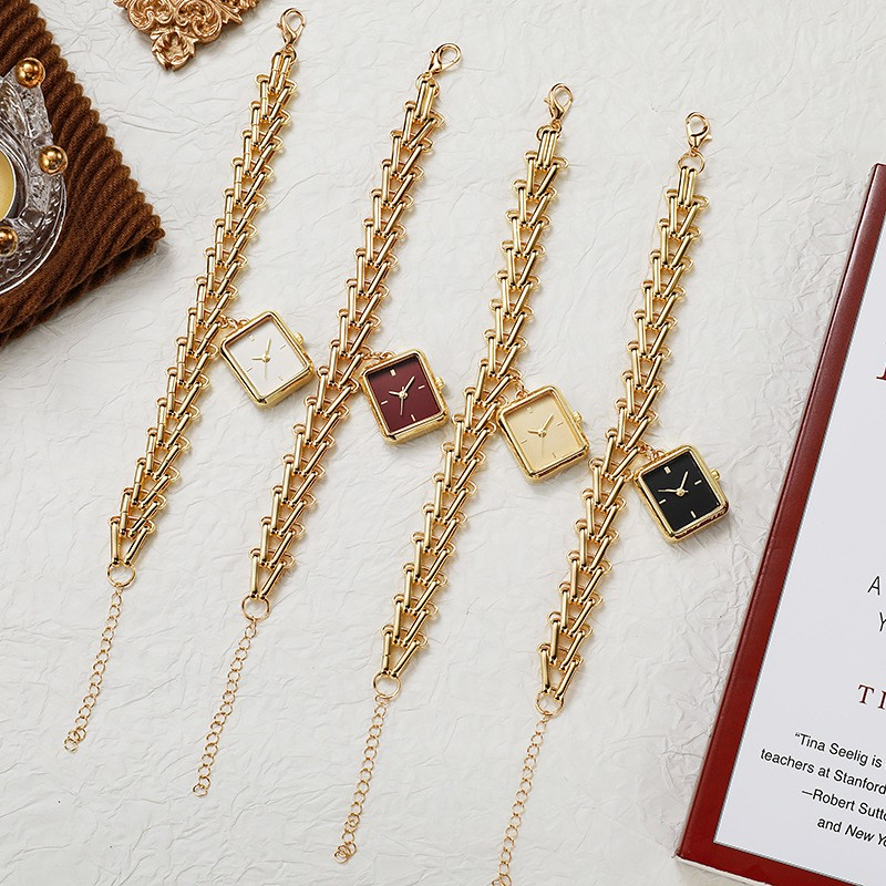 New Triangular Chain Wheat Ear Bracelet Watch Women'S Watch High-End Design Ins Wind Small Square Watch Women