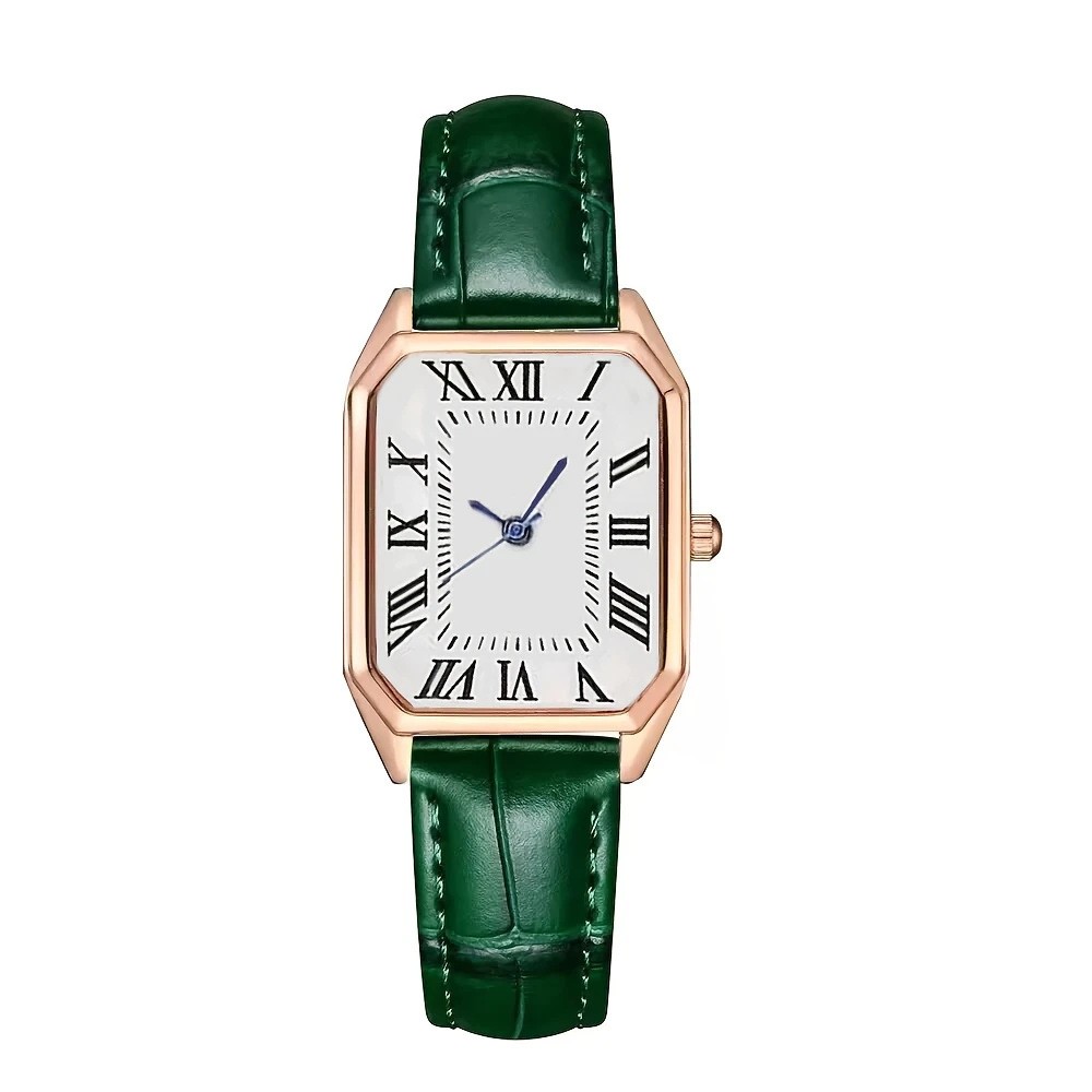 Women'S Watch Temperament Retro Roman Blue Needle-Engraved Simple Square Watch Quartz Watch