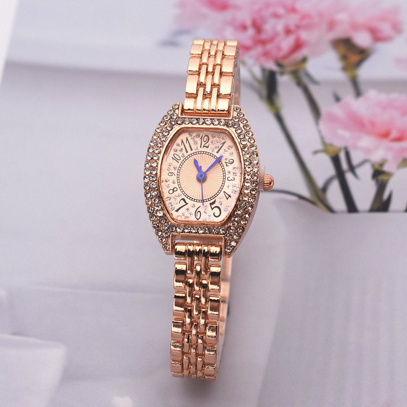 Popular Blue Needle Digital Luxury Full Diamond Cask Bracelet Watch Versatile Ladies Quartz Watch Generation