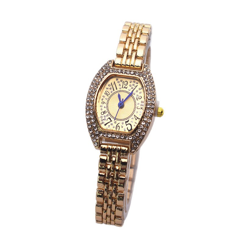 Popular Blue Needle Digital Luxury Full Diamond Cask Bracelet Watch Versatile Ladies Quartz Watch Generation