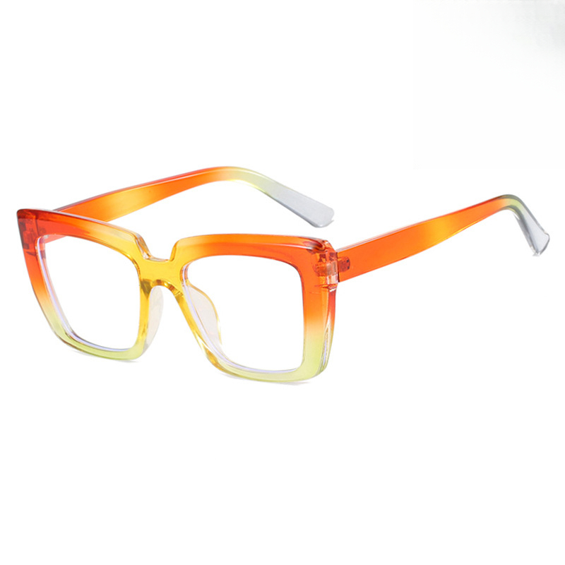 Square Large Frame Cat Eye Flat Mirror 2024 New Personalized Anti-Blue Light Glasses Frame Candy Rainbow Eye