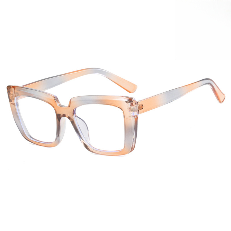 Square Large Frame Cat Eye Flat Mirror 2024 New Personalized Anti-Blue Light Glasses Frame Candy Rainbow Eye