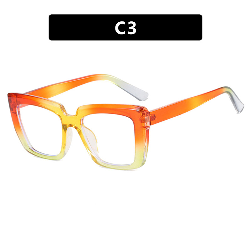 Square Large Frame Cat Eye Flat Mirror 2024 New Personalized Anti-Blue Light Glasses Frame Candy Rainbow Eye