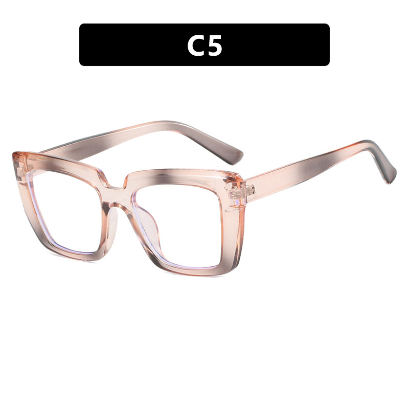 Square Large Frame Cat Eye Flat Mirror 2024 New Personalized Anti-Blue Light Glasses Frame Candy Rainbow Eye