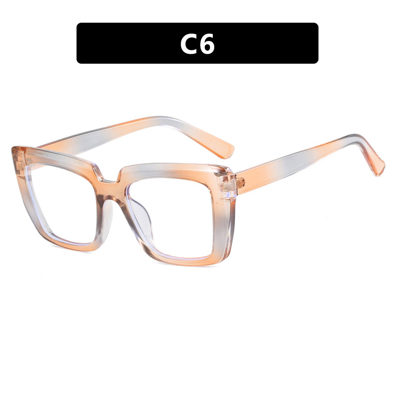 Square Large Frame Cat Eye Flat Mirror 2024 New Personalized Anti-Blue Light Glasses Frame Candy Rainbow Eye